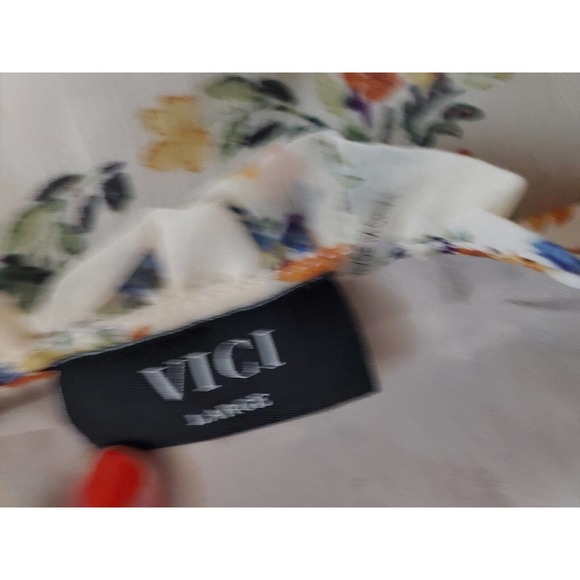 Vici Dress Large Women Long‎ Sleeve Boho Floral Swing Ivory Tiered Ruffle Neck - Picture 9 of 13